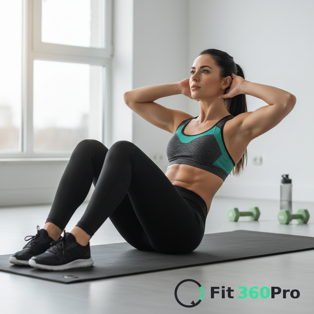 Crunch controllato con ginocchia piegate e mani dietro la testa senza tirare il collo