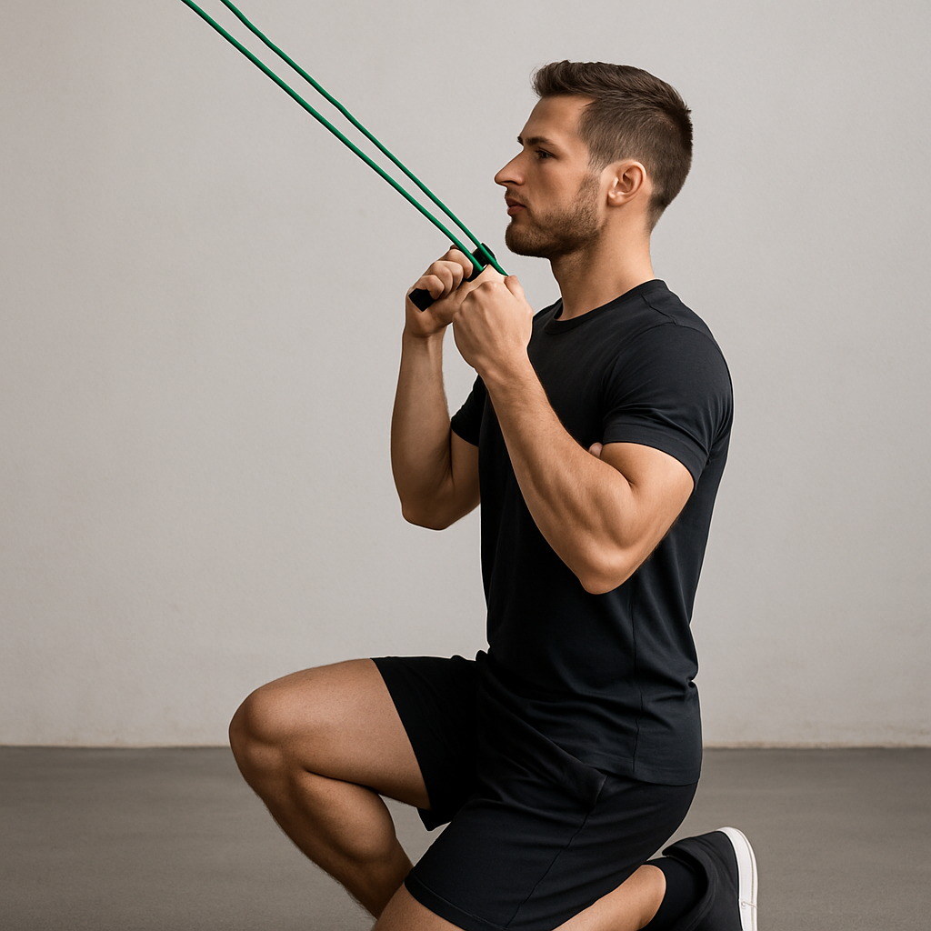 Lat pulldown con elastico fissato in alto