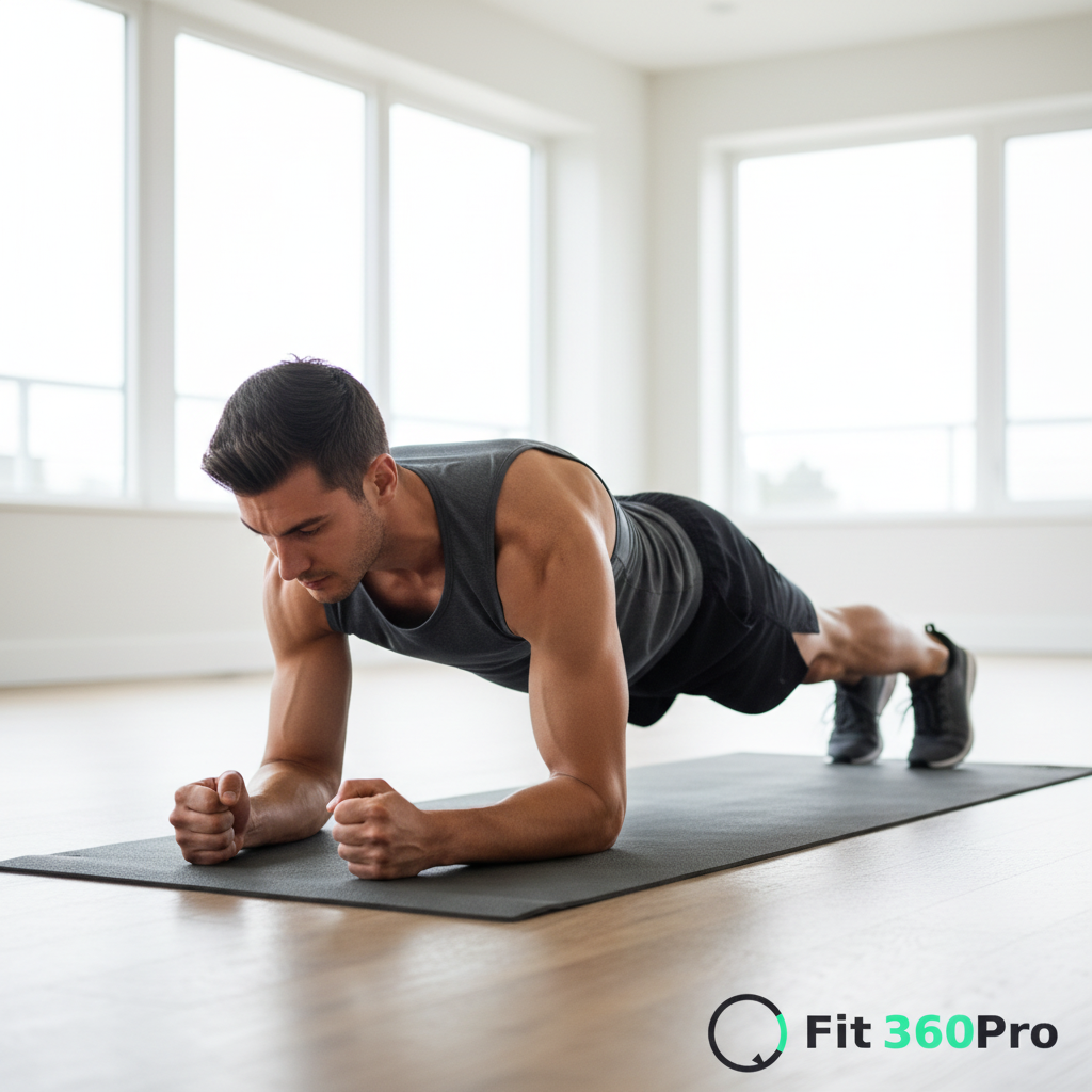 Plank frontale con corpo in linea dalla testa ai talloni