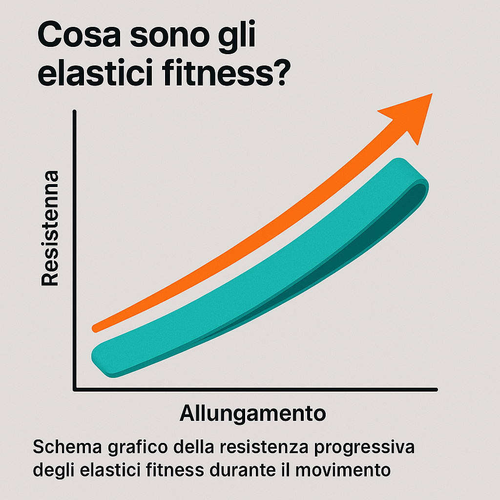 Schema grafico della resistenza progressiva degli elastici fitness durante il movimento – Fit360Pro