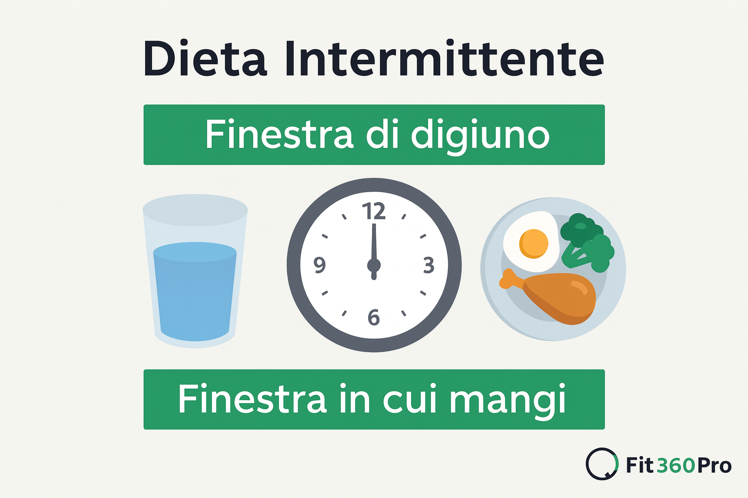 Panoramica visiva della dieta intermittente con finestra di digiuno e finestra in cui mangiare – Fit360Pro