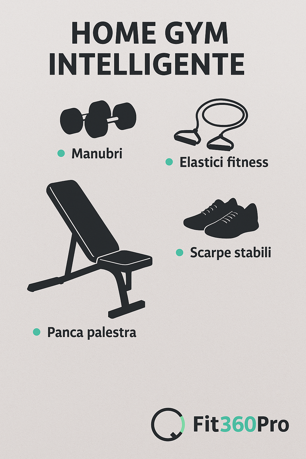 Home gym intelligente con panca palestra, manubri, elastici fitness e scarpe stabili: setup essenziale – Fit360Pro