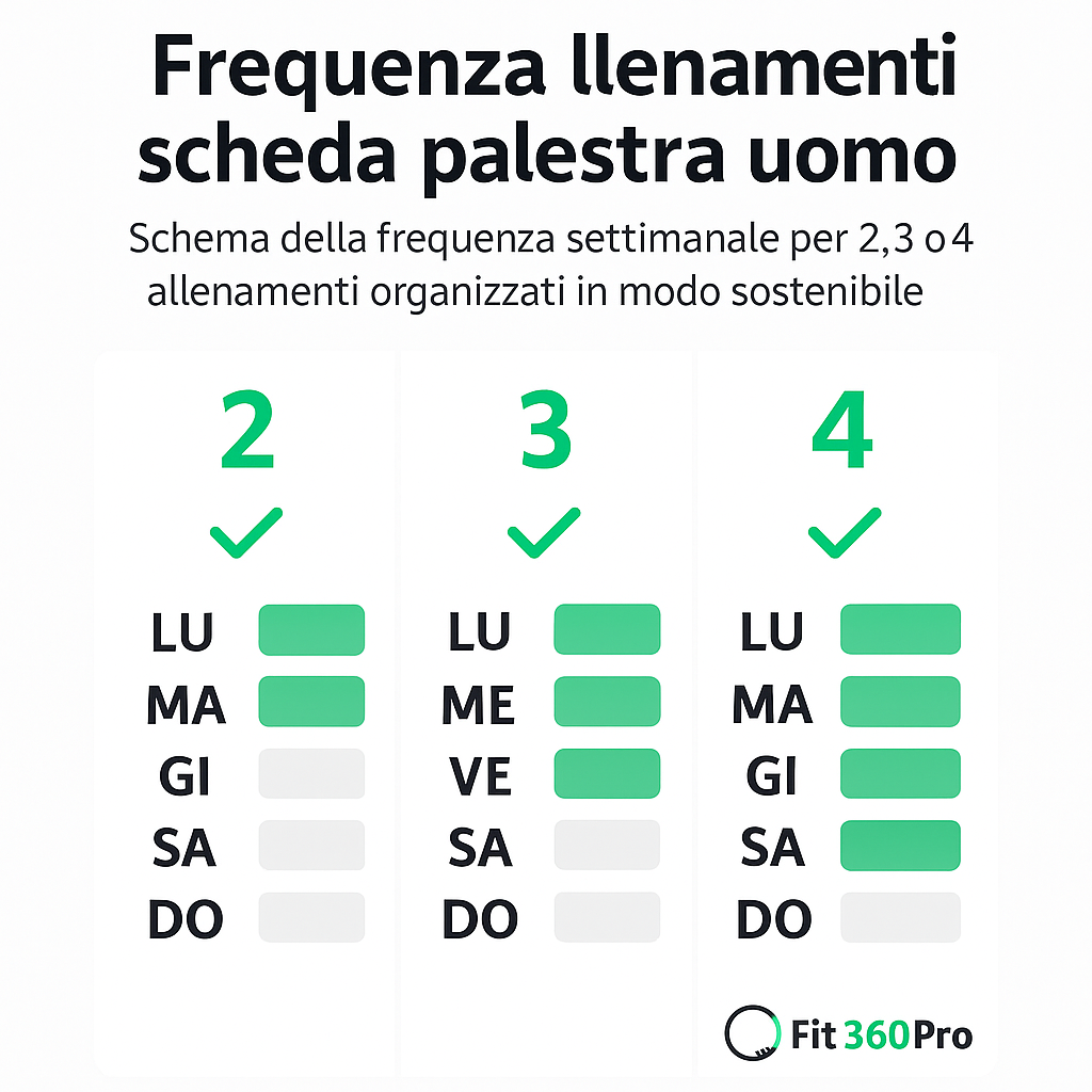 Schema della frequenza settimanale per una scheda palestra uomo: 2, 3 o 4 allenamenti organizzati in modo sostenibile – Fit360Pro