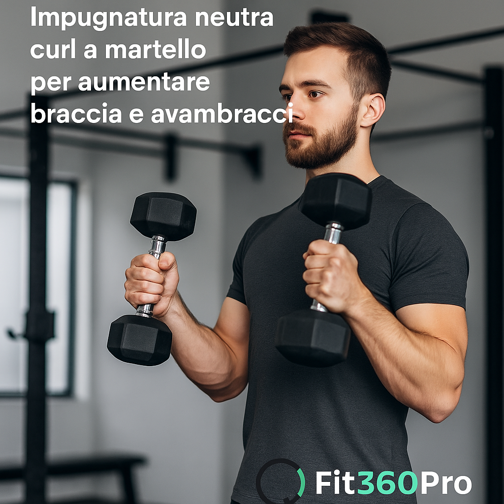Impugnatura neutra curl a martello per aumentare braccia e avambracci